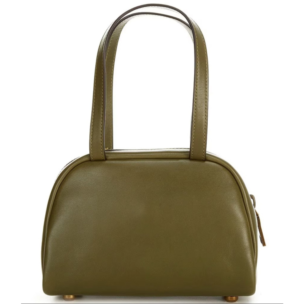 Coach Olive Green Leather Satchel with Gold Hardware and Front Pockets - Picture 4 of 6
